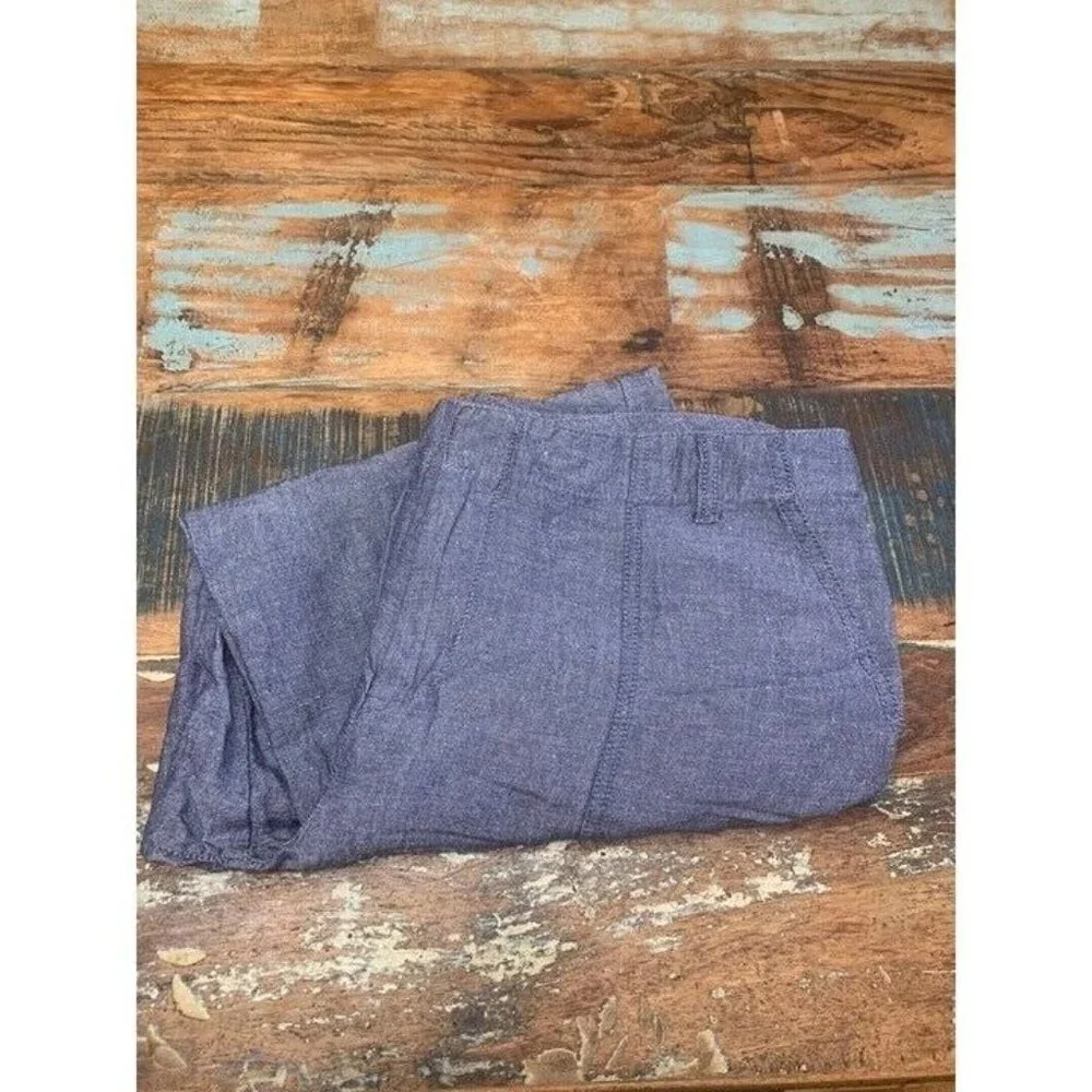 Tommy Hilfiger Woman Plus Blue Linen Wide Leg‎ Pants Size 14